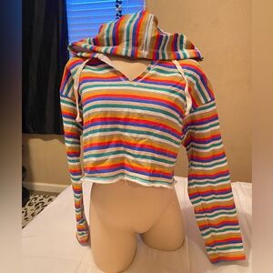 Striped cropped hoodie
